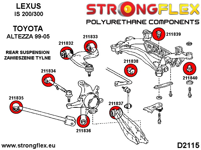 211832A: Rear upper arm - front bush SPORT