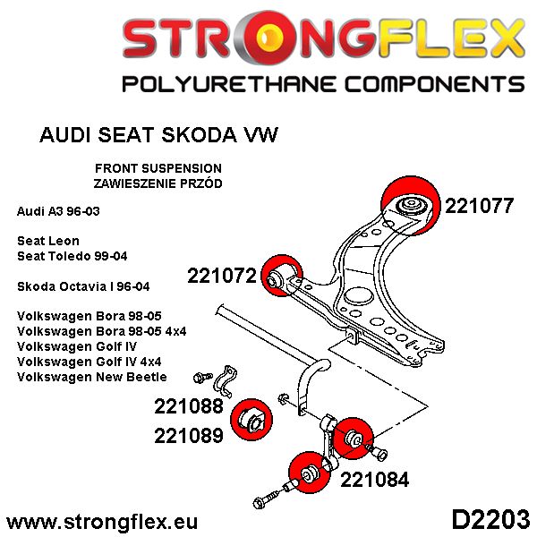 221077A: Front wishbone rear bush SPORT