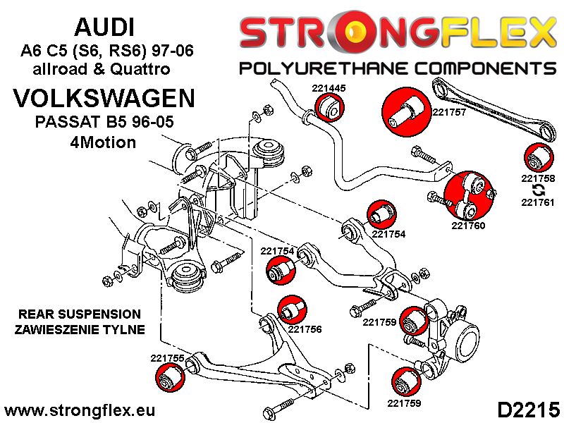 226208A: Rear suspension bush kit SPORT