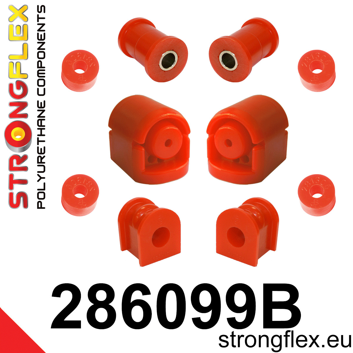 286099B: Set vooronderstel polyurethaan 22mm