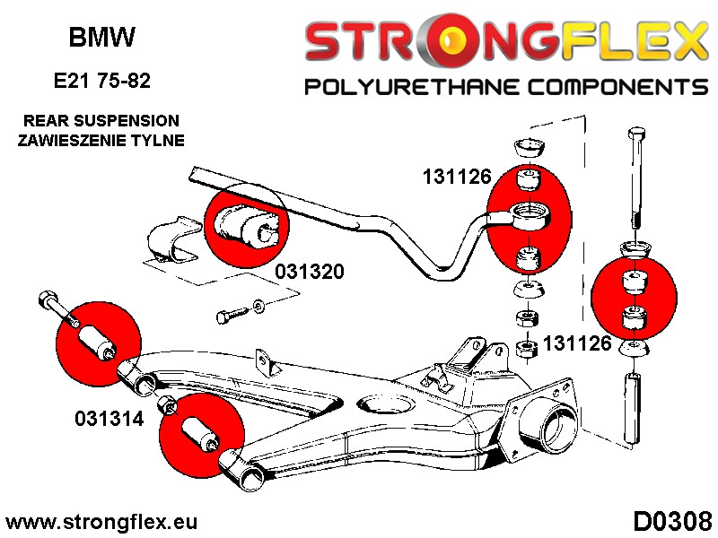 031320A: Bevestigingsbus stabilisatorstang achter SPORT