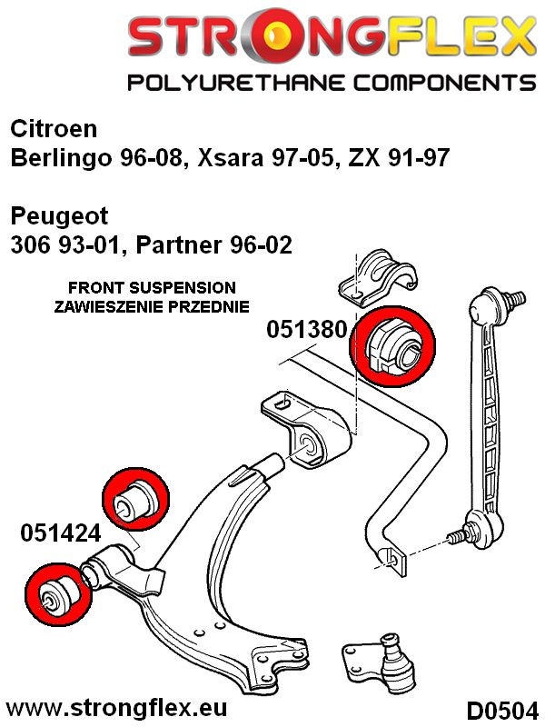 051380A: Voorste stabilisatorstangbus SPORT