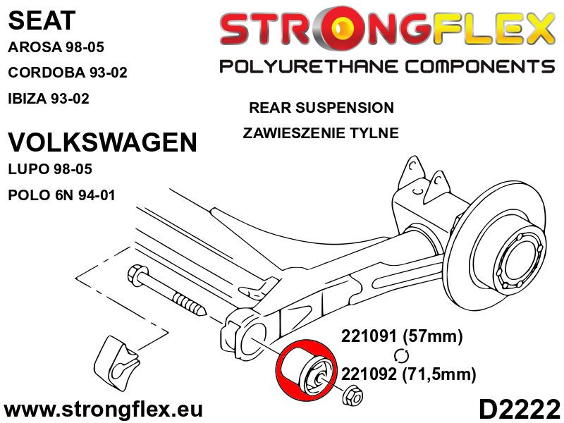 221091A: Rear beam bush 57mm SPORT