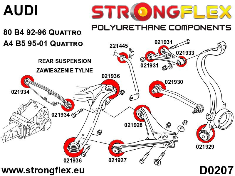 026217A: Rear suspension bush kit SPORT