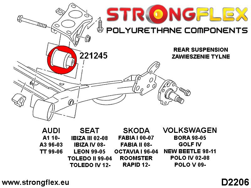 221246B: Bus van het achterste subframe 69 mm