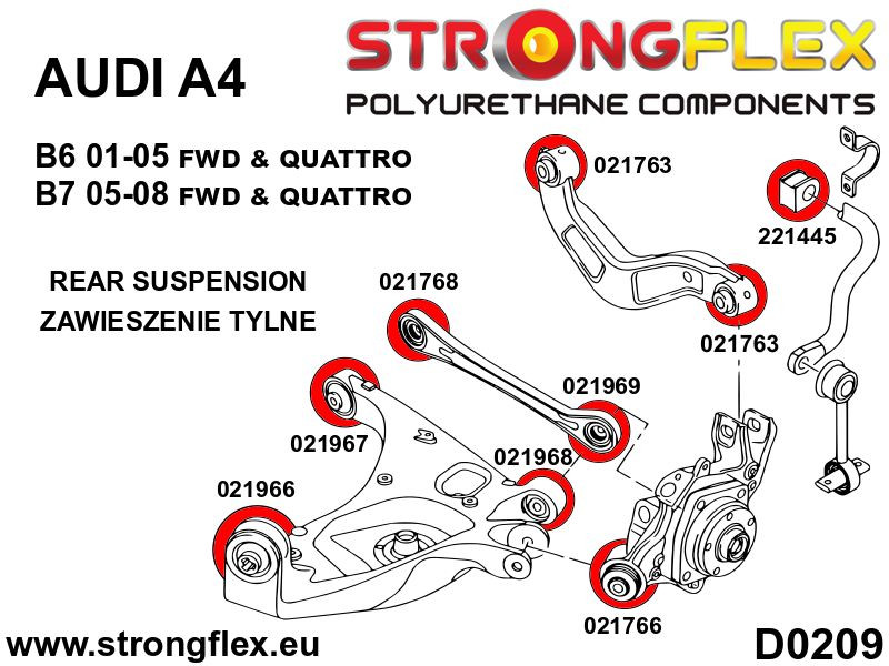 026237A: Rear suspension bush kit SPORT