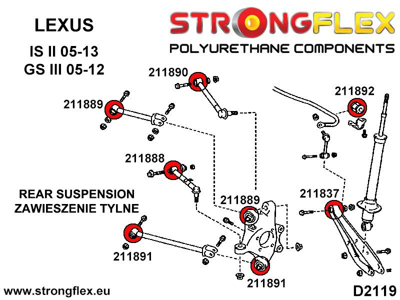 216248A: Rear suspension  bush kit SPORT