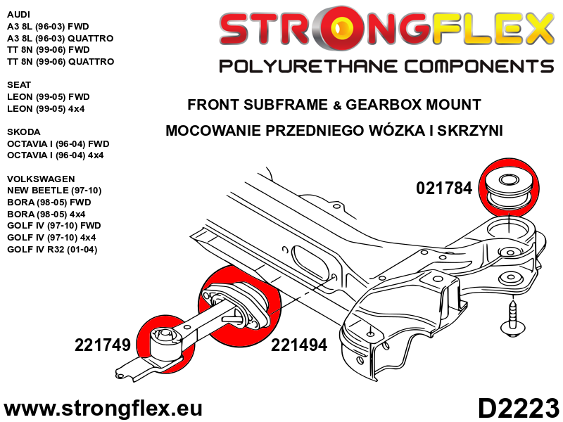 021784A: Front subframe bush SPORT