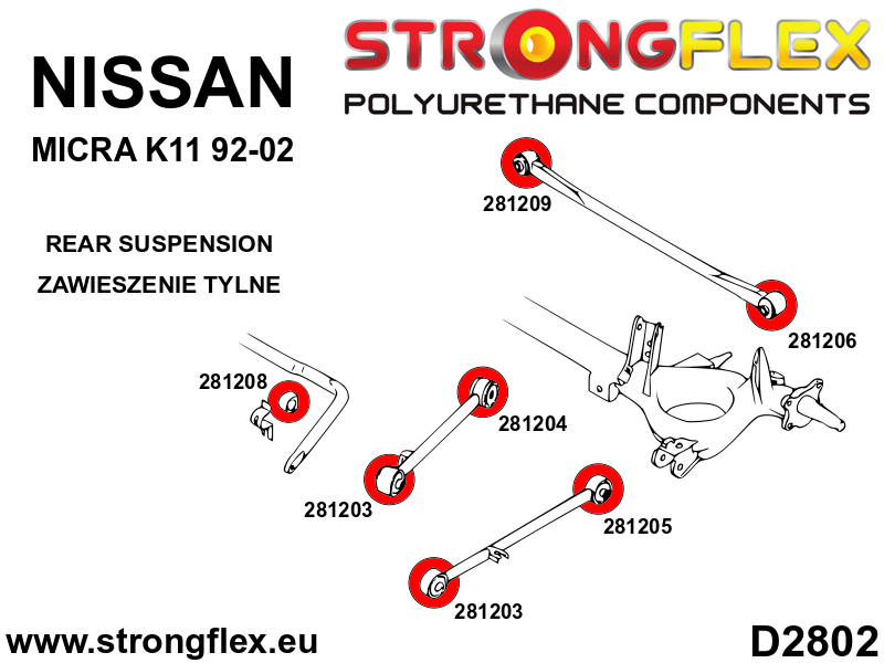 286056A: Rear suspension bush kit SPORT