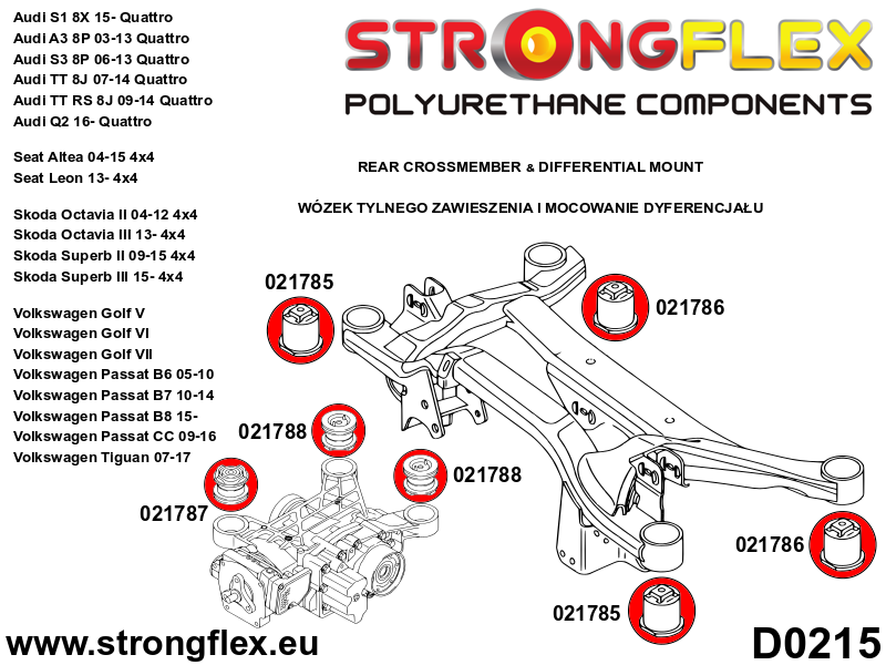 021785A: Achtersubframe - voorste bus 70 mm SPORT