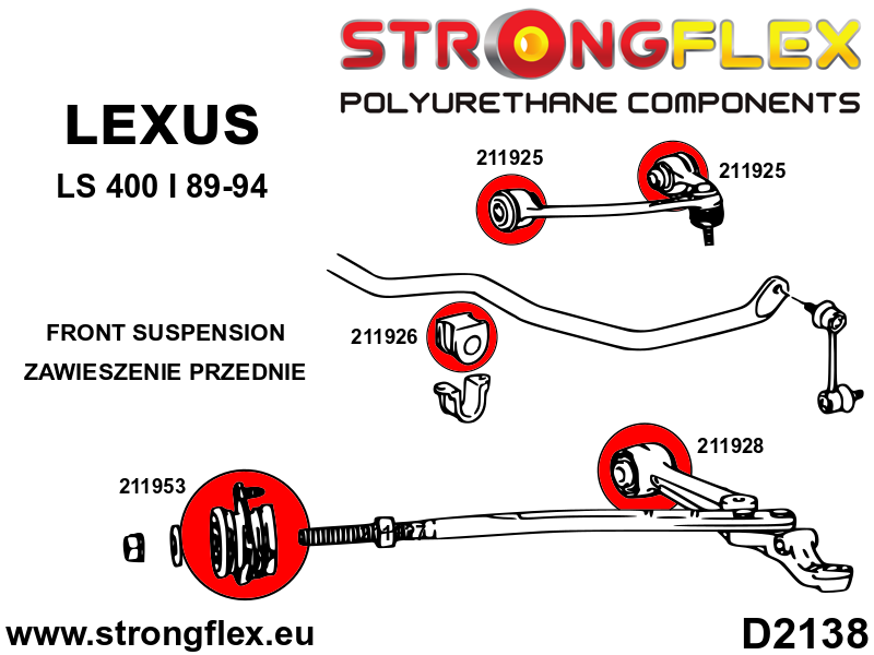 216258A: Front suspension bush kit SPORT