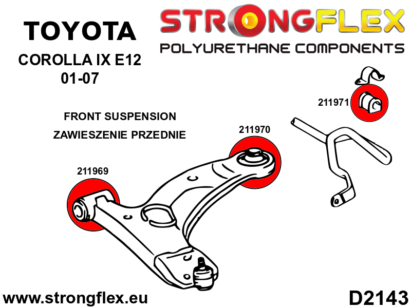 216264A: Front suspension bush kit SPORT