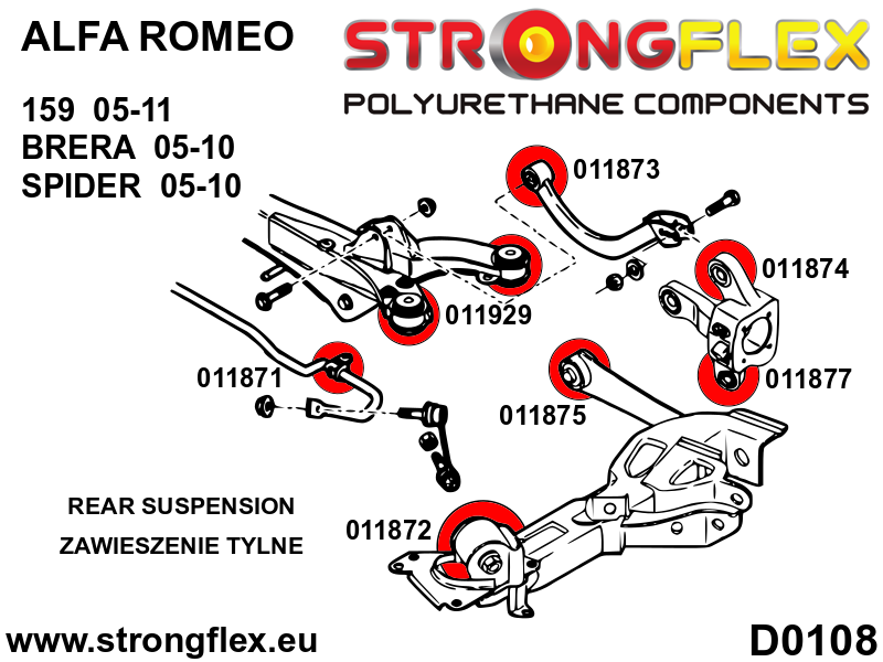 016247A: Rear suspension bush kit SPORT