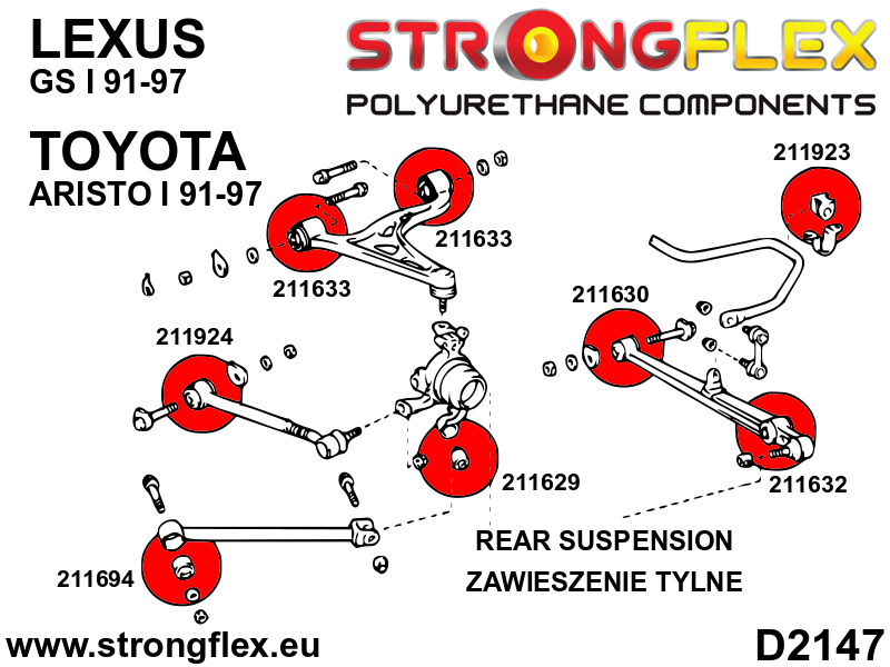 216268A: Rear suspension bush kit SPORT