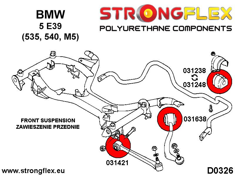 031638B: Onderste trekstang vooraan op chassisbus 66 mm BMW BMW E39/Z8