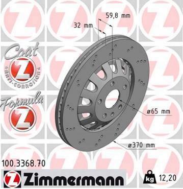 Zimmermann remschijf Formula Z vooras A3 Sportback  RS3 quattro