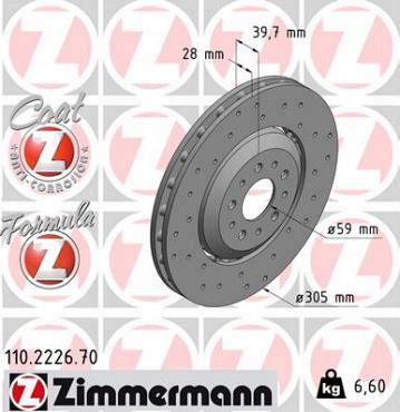 Zimmermann brake disc Formula Z front axle 4C SPIDER 1.8 4C 1.8