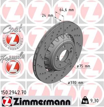 Zimmermann remschijf Formula Z achteras links 3  M3 CS 3  M3 Competition 3  M3 2 Coupe  M2 Competition 2 Coupe  M2