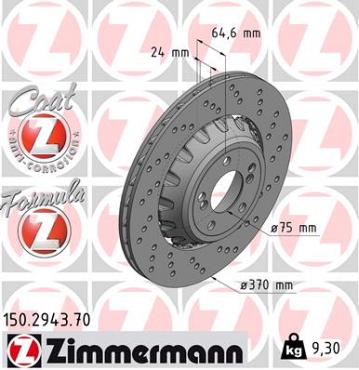 Zimmermann remschijf Formula Z achteras rechts 3 M3 CS 3 M3 Competition 3 M3 2 Coupe M2 Competition 2 Coupe M2