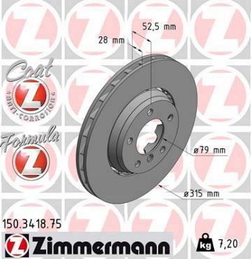 Zimmermann remschijf Formula Z vooras rechts E36 M3 /Z3M