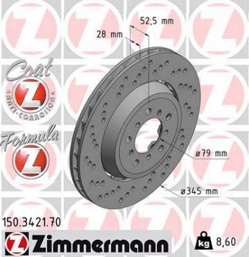 Zimmermann remschijf Formula Z vooras links M3 CS, CSL, Z4M