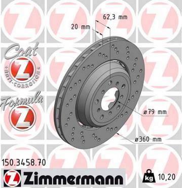Zimmermann brake disc Formula Z front axle right 3 Coupe M GTS 3 Coupe M3 Cabriolet M3 M3 1 Coupe M