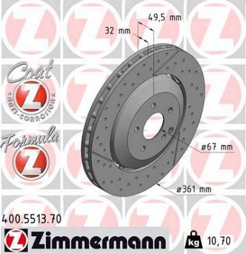 Zimmermann remschijf Formula Z vooras CLK Cabriolet (A209) CLK 63 AMG (209.477) , CLK (C209) 63 AMG (209.377) , CLK (C209) 63 AMG (209.377)