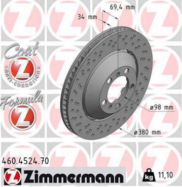 Zimmermann brake disc Formula Z front axle left 911 (991) 3.8 GT3