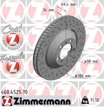 Zimmermann brake disc Formula Z front axle right 911 (991) 3.8 GT3