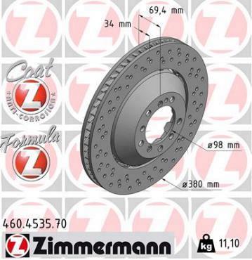 Zimmermann remschijf Formula Z vooras rechts CAYMAN (981) 3.8 GT4