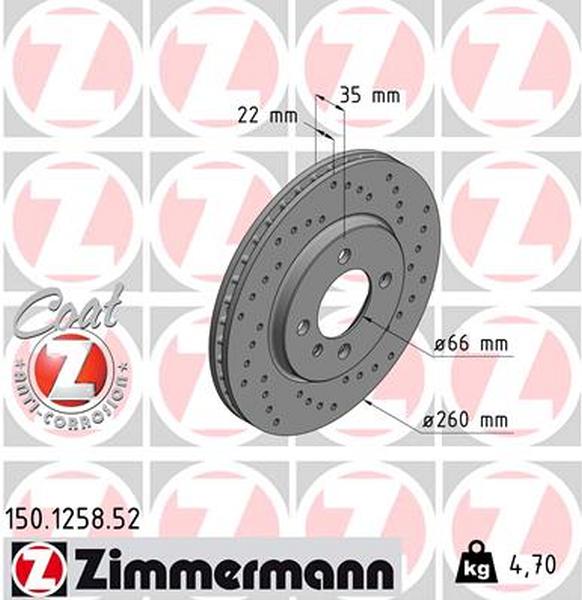 Front perforated brake discs Zimmermann E30 325i