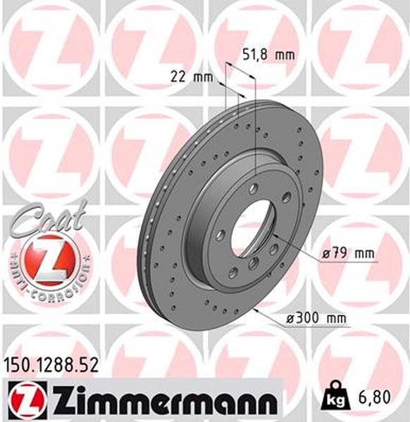 Front perforated brake discs Zimmermann E46 325i