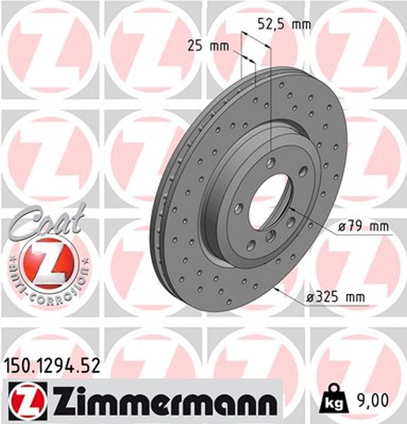 Front perforated brake discs Zimmermann E46 330i