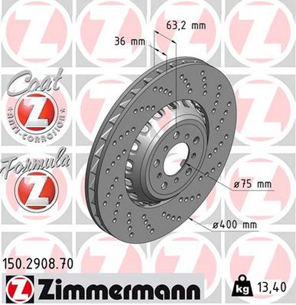 Zimmermann brake disc Formula Z front axle right F10-F13 M5 and M6(GC)
