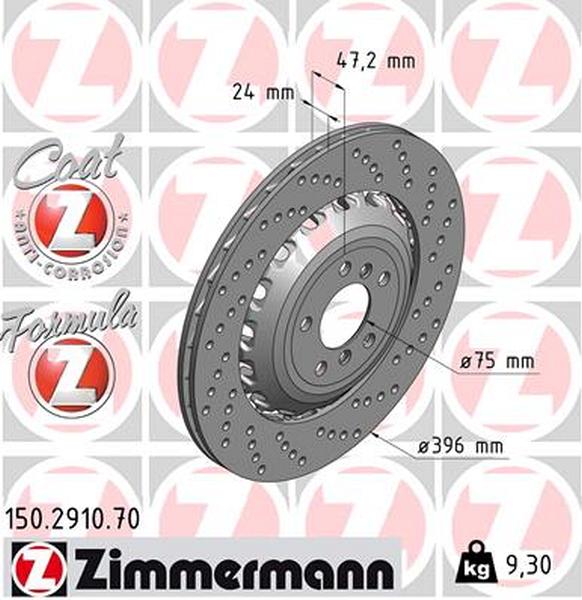 Zimmermann remschijf Formula Z achteras rechts F10-F13 M5/M6