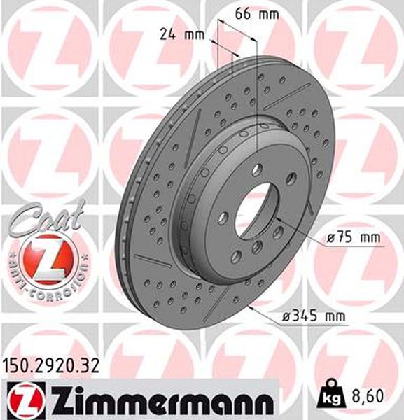 Rear perforated brake discs Zimmermann 345mm F20-23, F30 (set of 2)