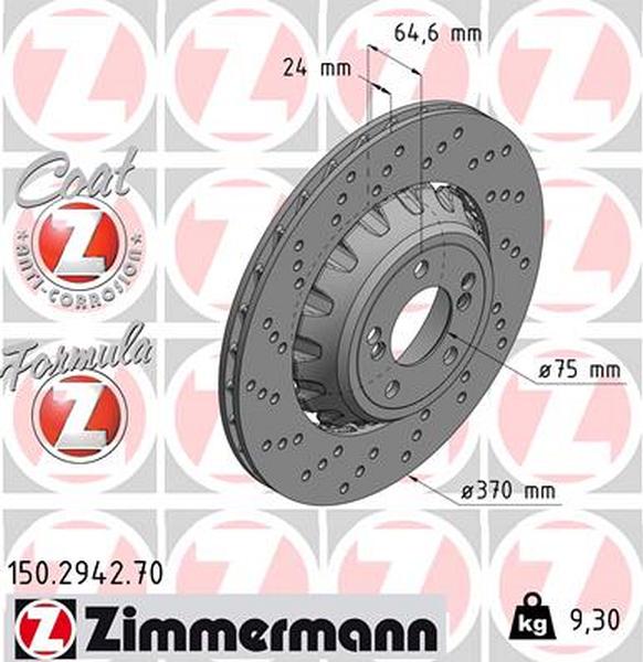 Zimmermann brake disc Formula Z rear axle left 3 M3 CS 3 M3 Competition 3 M3 2 Coupe M2 Competition 2 Coupe M2