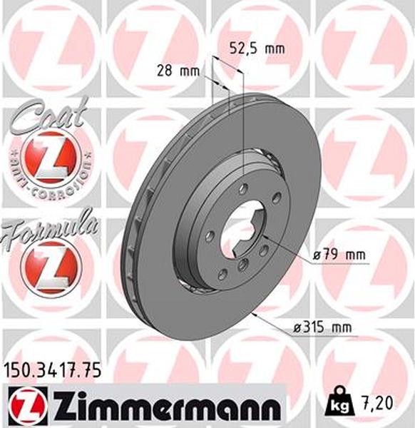 Zimmermann brake disc Formula Z front axle left M3 3.0 3.2 and Z3M