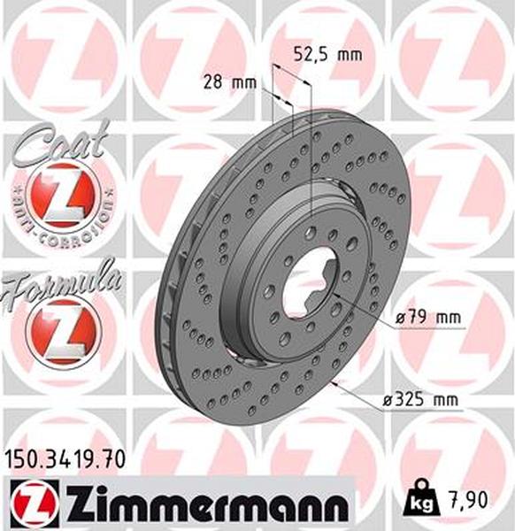 Front perforated brake discs Zimmermann E46 M3