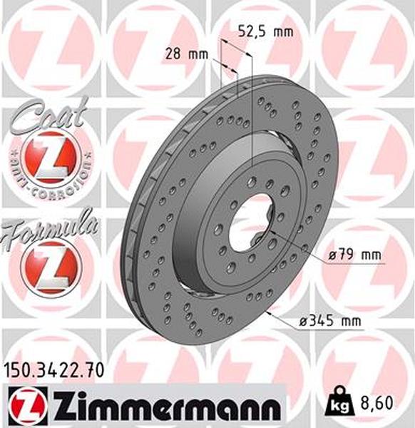 Zimmermann remschijf Formula Z vooras rechts 3 Coupe M3 CS, CSL, Z4M