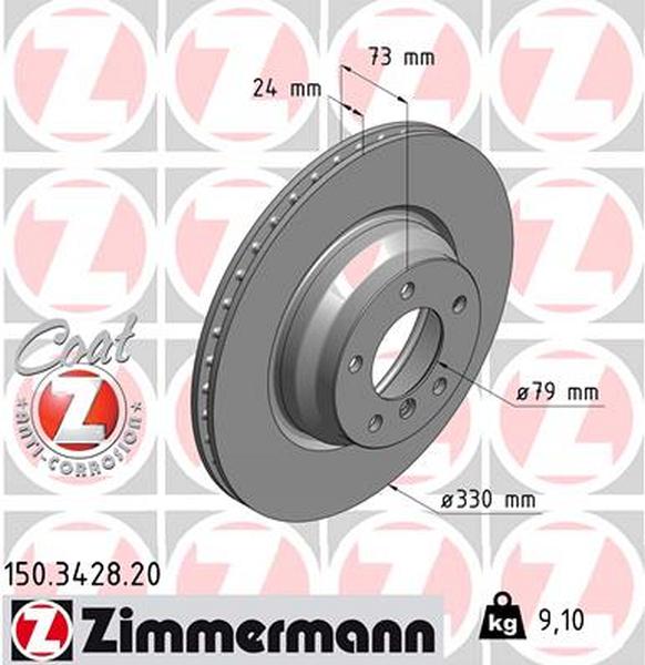 Front brake discs Zimmermann E8X/E9X 330x24 ao 130i/330i
