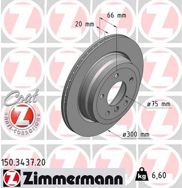 Rear brake discs Zimmermann 123d, 130i, E90 325i X1 E84