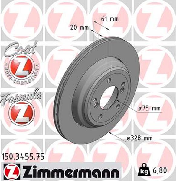 Zimmermann brake disc Formula Z rear axle left E39 M5