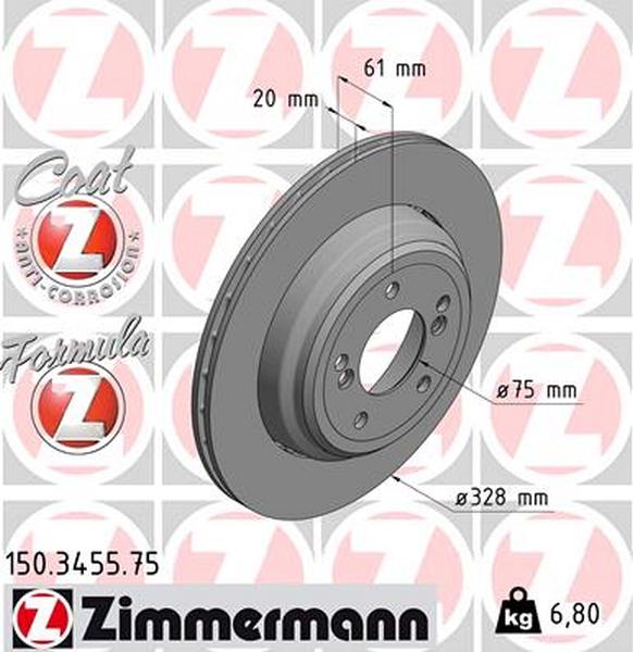 Zimmermann brake disc Formula Z rear axle left E39 M5