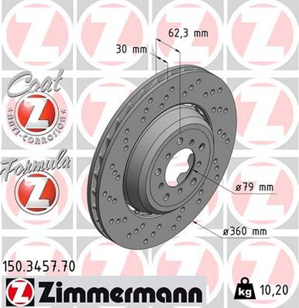 Zimmermann brake disc Formula Z front axle left 3 Coupe M GTS 3 Coupe M3 Cabriolet M3 M3 1 Coupe M