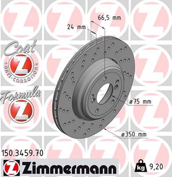 Zimmermann brake disc Formula Z rear axle left 3 Coupe M GTS 3 Coupe M3 Cabriolet M3 M3 1 Coupe M