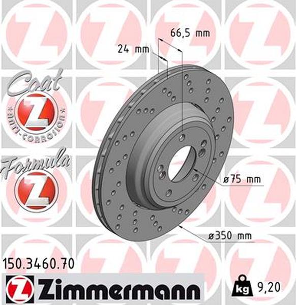 Zimmermann brake disc Formula Z rear axle right 3 Coupe M GTS 3 Coupe M3 Cabriolet M3 M3 1 Coupe M