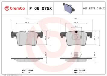 Brembo X performance brake pads front axle BMW P 06 075X F20-F36 (with ATE calipers)