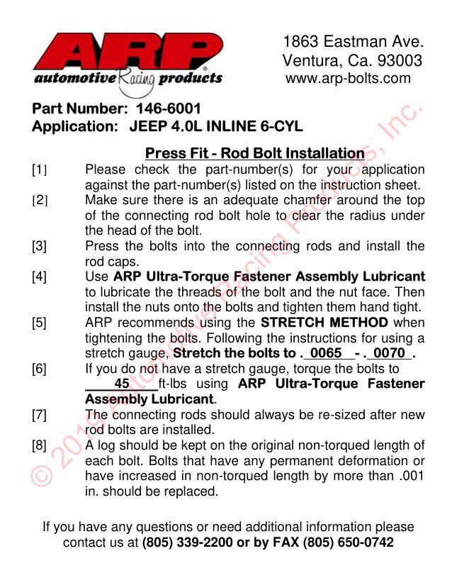 Jeep Rod Bolts-set