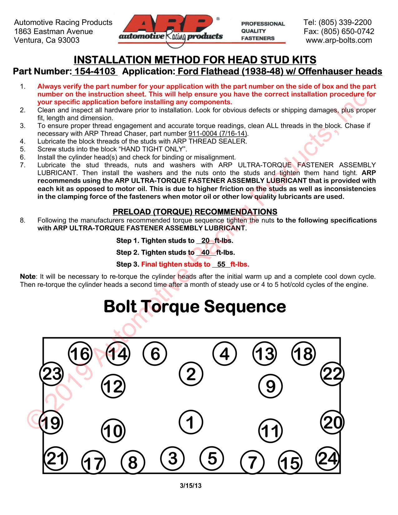 FORD FLATHEAD (1938-48) W/OFFY HEADS HEAD STUD KIT